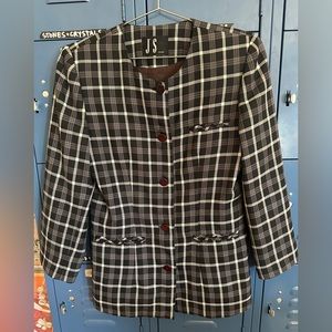 JS Collections Black and White Plaid Blazer